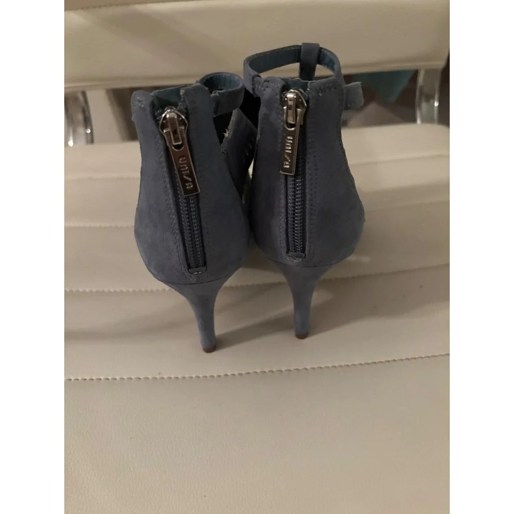 UNISA Women's‎ Blue Suede Laser Cut Peep Toe Stiletto Heel Booties Size 7M